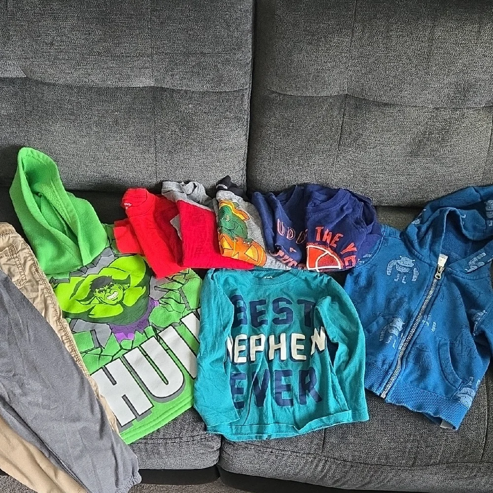 3T Boys Bundle- 12 items, including 4 pants, 5 long sleeves, 1 tanktop, 2 hoodie
